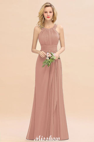 Halter A-line Bridesmaid Dresses Floor-Length Dress for Wedding Party