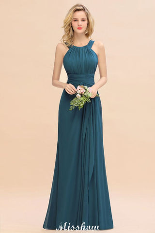 Halter A-line Bridesmaid Dresses Floor-Length Dress for Wedding Party