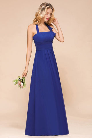 Halter A-line Wedding Party Dress Chiffon Bridesmaid Dress