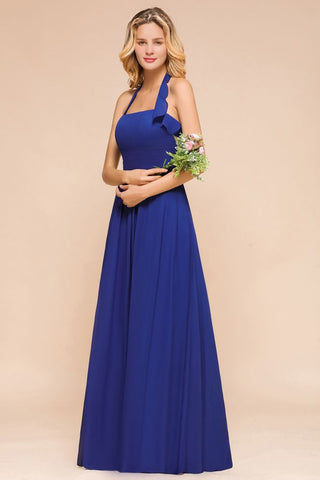 Halter A-line Wedding Party Dress Chiffon Bridesmaid Dress