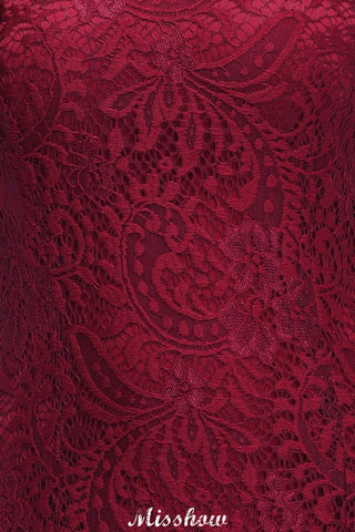 Halter Mermaid Evening Dress Floor Length Lace Burgundy Bridesmaid Dresses