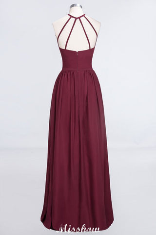 Halter Sleeveless Floor-Length Bridesmaid Dress with Ruffles