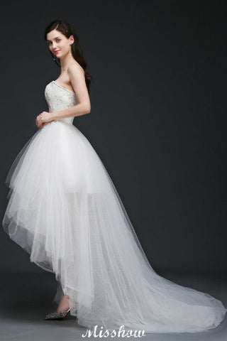 Hi-Lo Tulle A-line Lace Wedding Dress