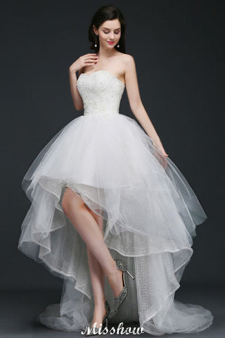 Hi-Lo Tulle A-line Lace Wedding Dress
