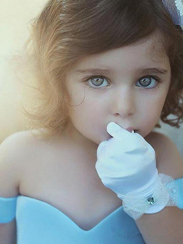 High Low Ball Gown Satin Off The Shoulder Wedding Flower Girl Dresses with Sleeves