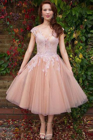 A-line Cap Sleeves Short Prom Dresses, Lace Homecoming Dresses on Line