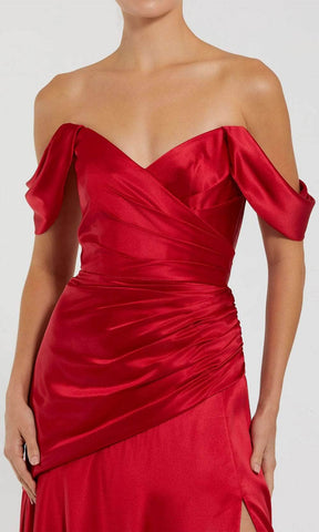 Off-Shoulder Ruched Detail Prom Gown