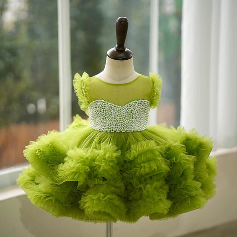 Ball-Gown/Princess Tulle Asymmetrical 1st Birthday Party Baby Girl Dress