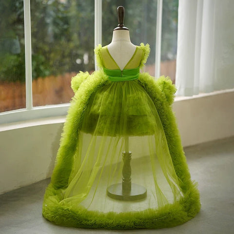 Ball-Gown/Princess Tulle Asymmetrical 1st Birthday Party Baby Girl Dress