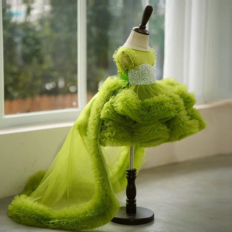 Ball-Gown/Princess Tulle Asymmetrical 1st Birthday Party Baby Girl Dress