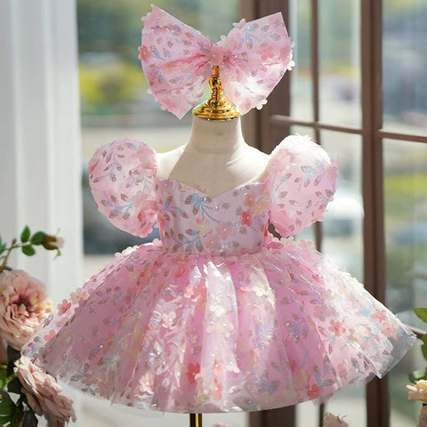 Sequins Knee-length 1st Birthday Party Baby Girl Dress
