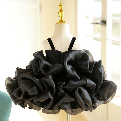 3D Flower Organza Knee-length 1st Birthday Party Baby Girl Dress