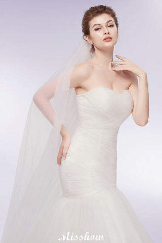 Ivory Tulle Sweetheart Mermaid Strapless Wedding Dresses with Lace-up