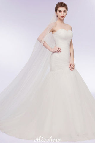 Ivory Tulle Sweetheart Mermaid Strapless Wedding Dresses with Lace-up