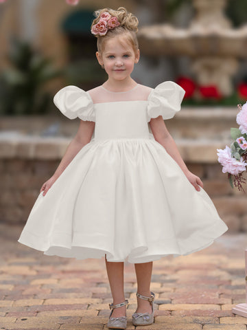 Ball-Gown/Princess Satin Knee-length Flower Girl Dress