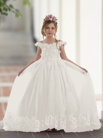 Ball-Gown/Princess Lace Sweep Train Pink Birthday Dress