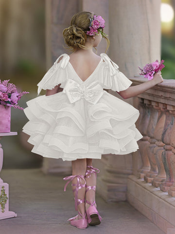 Ball-Gown/Princess Tulle Knee-length Birthday Flower Girl Dress
