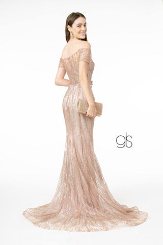 Jeweled Waist Band Mermaid Long Prom Dress