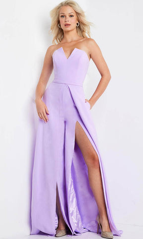 Strapless Double Slit Jumpsuit With Overskirt