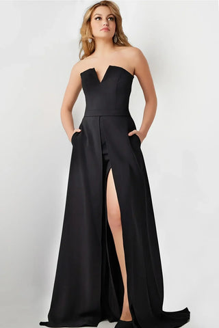 Strapless Double Slit Jumpsuit With Overskirt