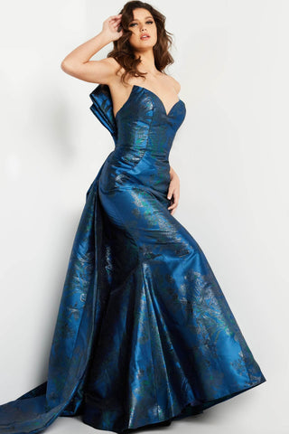 Strapless Bow Accent Evening Gown