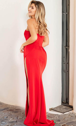 Asymmetric Stretch Satin Sheath Gown