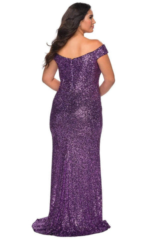 Vestido de baile de graduación modesto con lentejuelas y hombros descubiertos