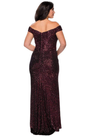 Vestido de baile de graduación modesto con lentejuelas y hombros descubiertos