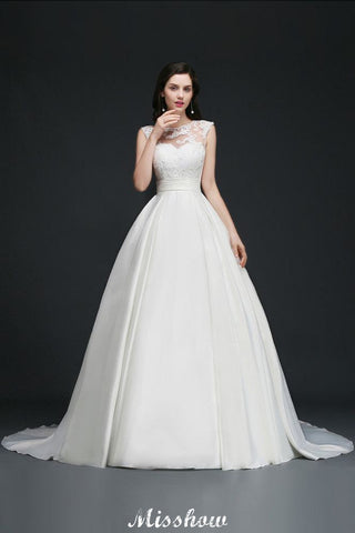 Lace A-line Jewel Delicate Wedding Dress