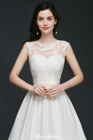 Lace A-line Jewel Delicate Wedding Dress