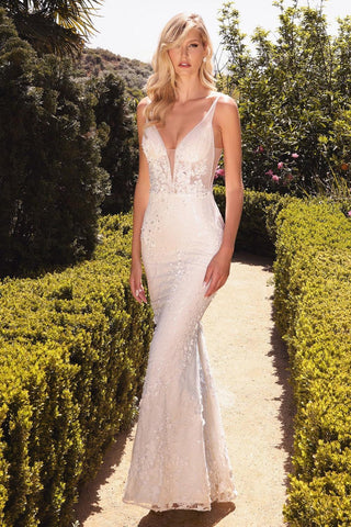 Lace Applique Sleeveless Long Formal  Wedding Dress
