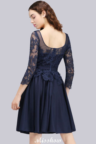 Lace Appliques 3/4 Sleeves Short Bridesmaid Dresses Daily Casual Dress