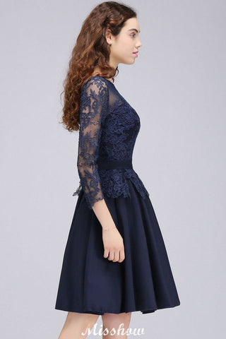 Lace Appliques 3/4 Sleeves Short Bridesmaid Dresses Daily Casual Dress