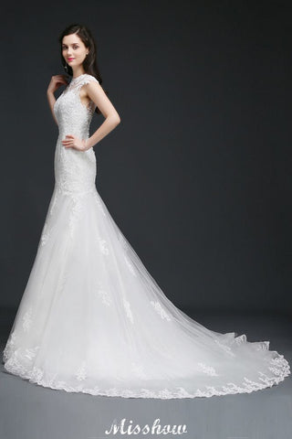 Lace Mermaid Jewel Elegant Wedding Dress