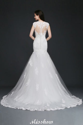 Lace Mermaid Jewel Elegant Wedding Dress