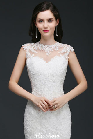 Lace Mermaid Jewel Elegant Wedding Dress