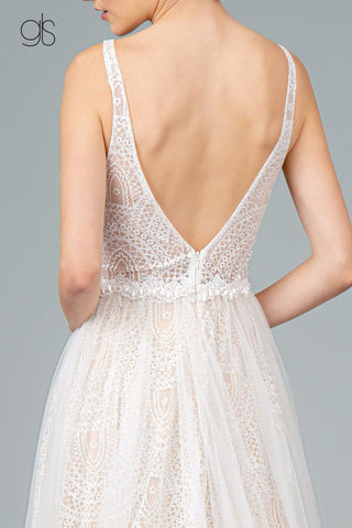 Lace Mesh Layered Long Wedding Dress