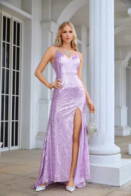 Ladies Spaghetti Strap Sequined Mermaid Long Bridesmaid Dresses Prom Wedding Party Evening Dresses 28083