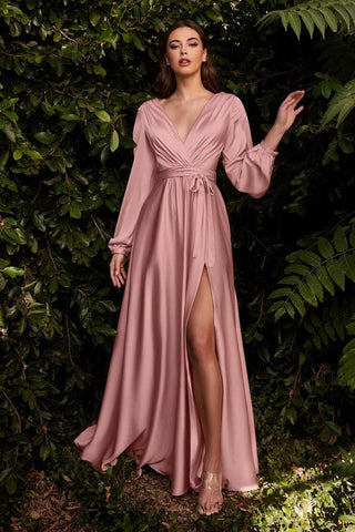 Long Sleeve High Slit Gown