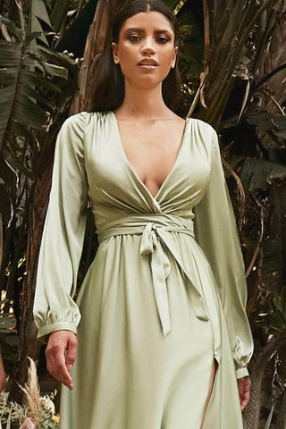 Long Sleeve High Slit Gown