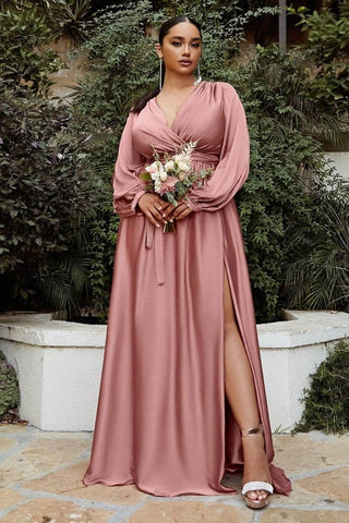Long Sleeve High Slit Gown