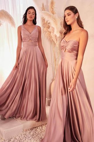 Keyhole Strapless Satin A-line Gown