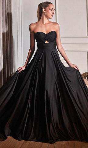 Keyhole Strapless Satin A-line Gown