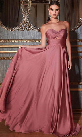 Keyhole Strapless Satin A-line Gown