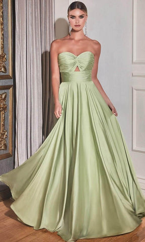 Keyhole Strapless Satin A-line Gown