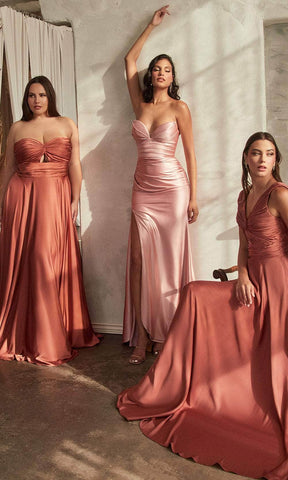 Ruched Knotted V-Neck Prom Gown