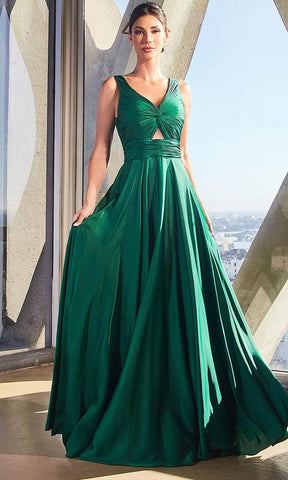 Ruched Knotted V-Neck Prom Gown