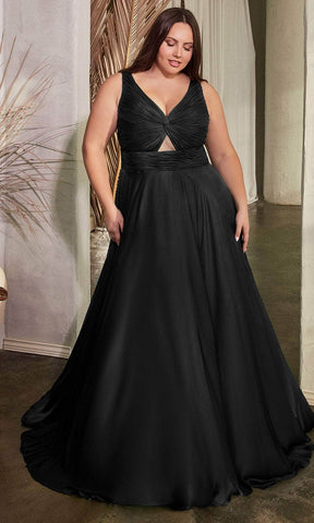Ruched Knotted V-Neck Prom Gown