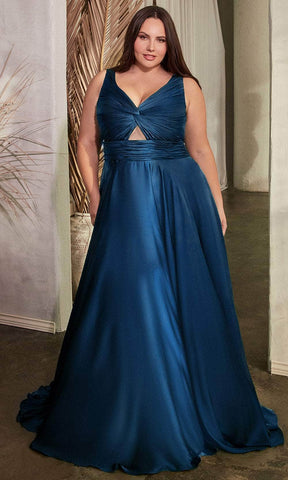 Ruched Knotted V-Neck Prom Gown