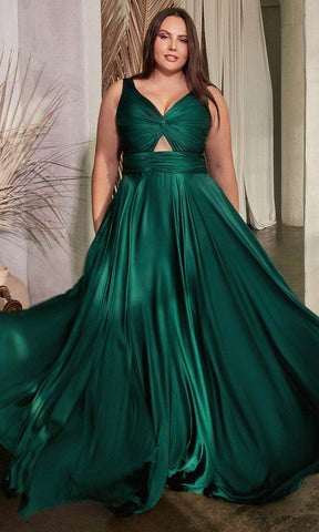 Ruched Knotted V-Neck Prom Gown